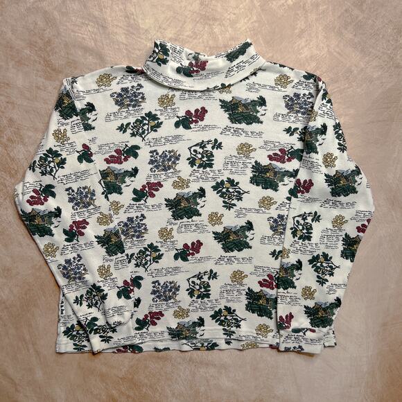 Vintage 90s Partners Mervyns Floral Cottage Print Turtleneck Long Sleeve Shirt - Picture 6 of 6